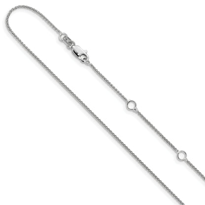 10K White Gold 1mm Spiga 1In+1In Adjustable Chain