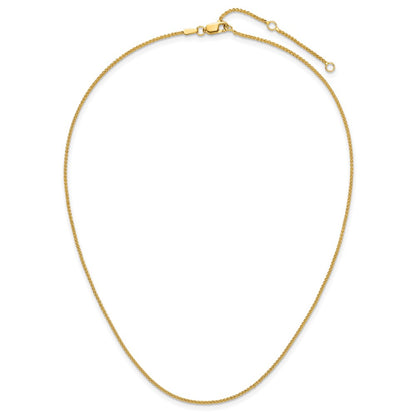 18 Inch 10K Yellow Gold 1.2mm Spiga 1In+1In Adjustable Chain Necklace