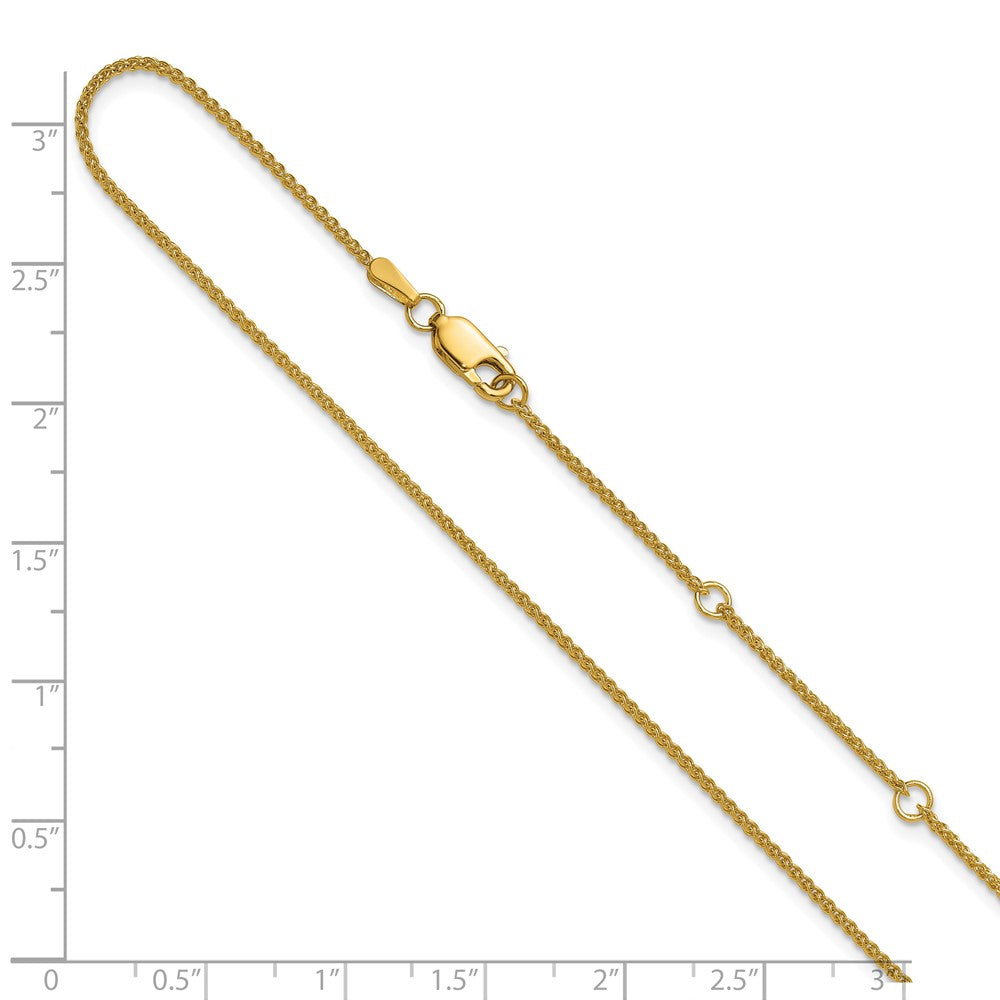 18 Inch 10K Yellow Gold 1.2mm Spiga 1In+1In Adjustable Chain Necklace
