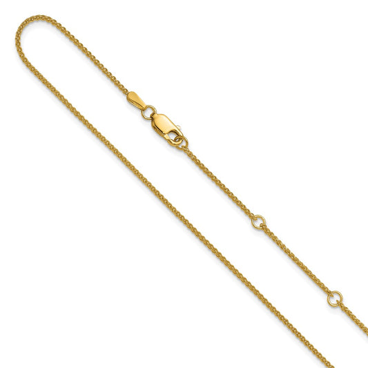 18 Inch 10K Yellow Gold 1.2mm Spiga 1In+1In Adjustable Chain Necklace
