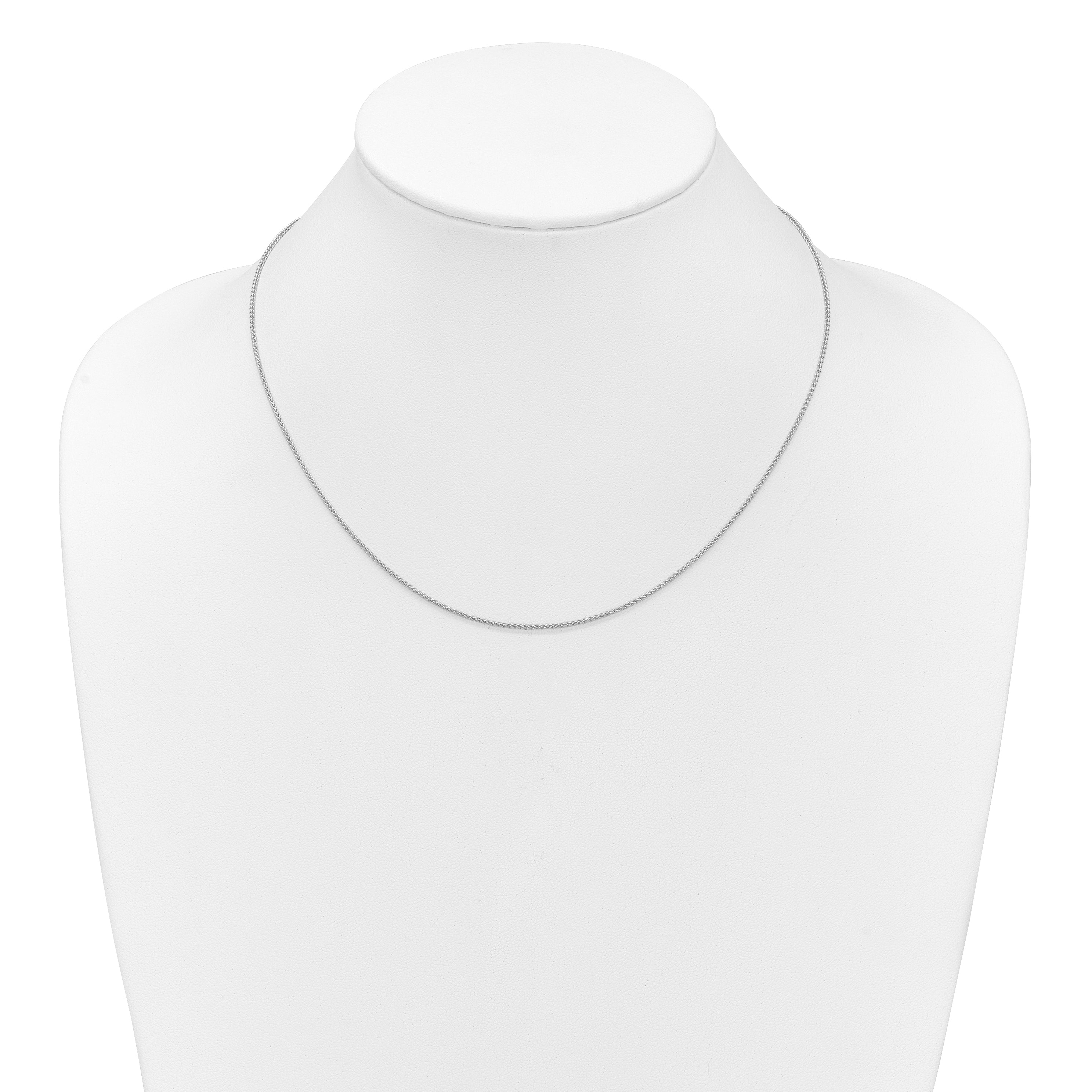 10K White Gold 1.2mm Spiga 1In+1In Adjustable Chain