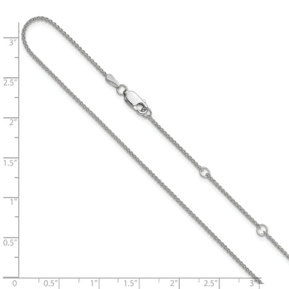 10K White Gold 1.2mm Spiga 1In+1In Adjustable Chain