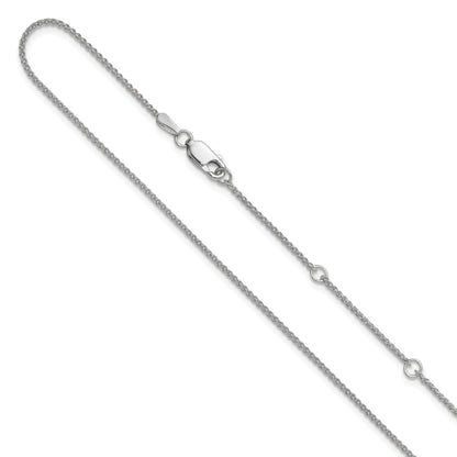 10K White Gold 1.2mm Spiga 1In+1In Adjustable Chain