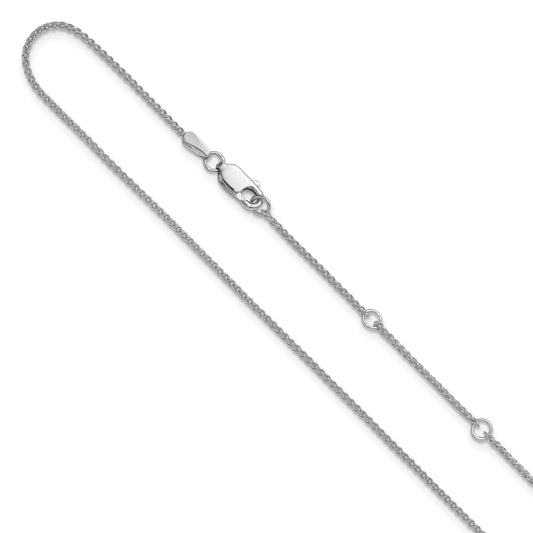 10K White Gold 1.2mm Spiga 1In+1In Adjustable Chain