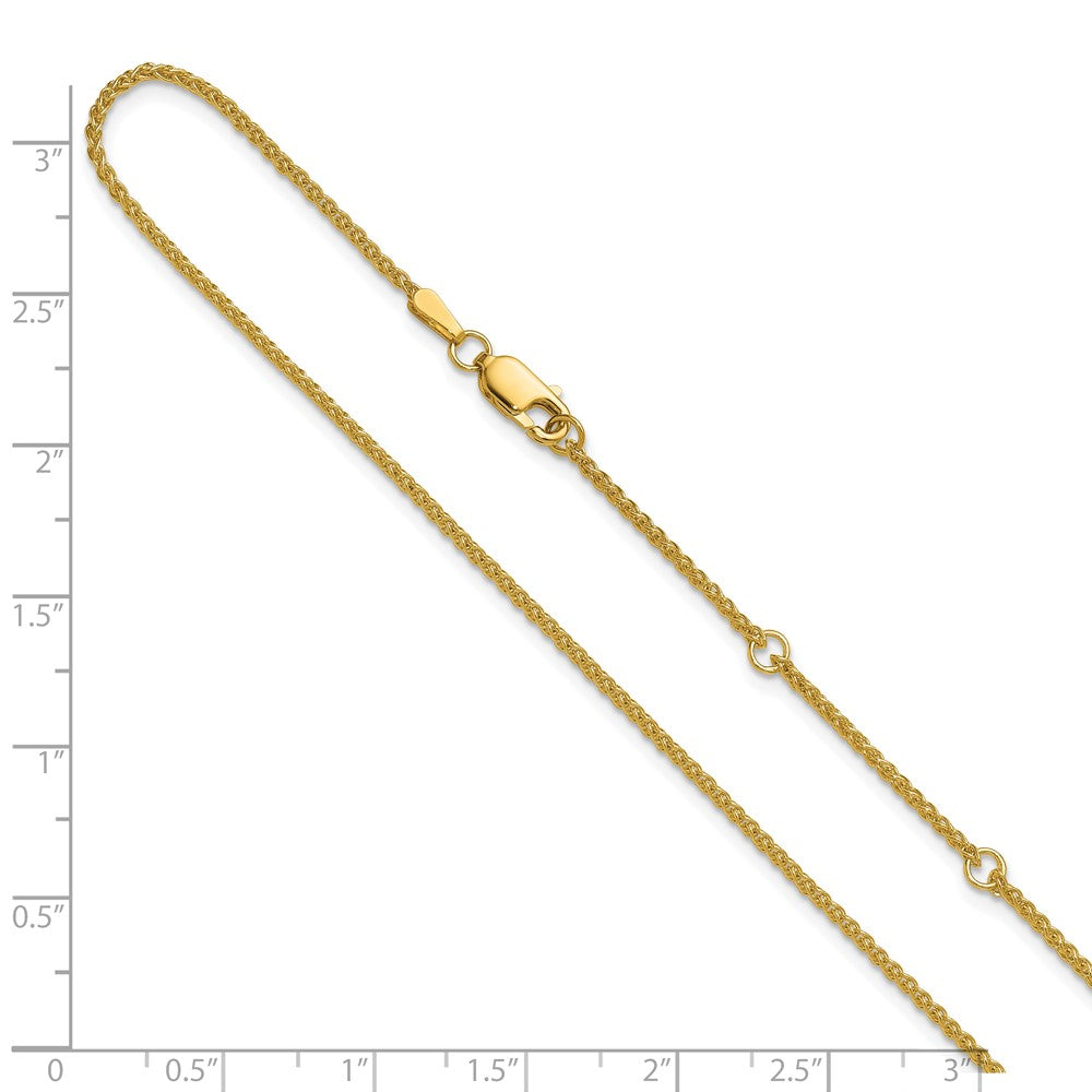 18 Inch 10K Yellow Gold 1.5mm Spiga 1In+1In Adjustable Chain Necklace