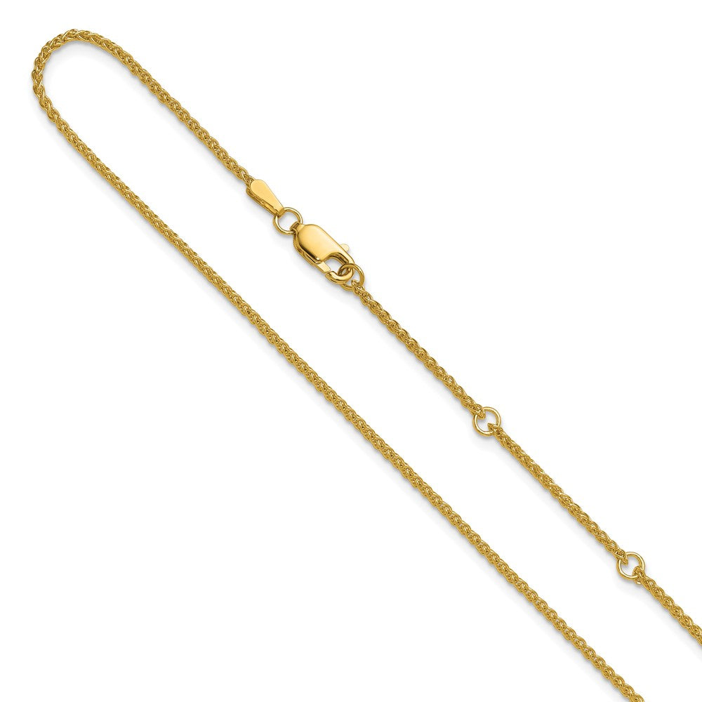 18 Inch 10K Yellow Gold 1.5mm Spiga 1In+1In Adjustable Chain Necklace