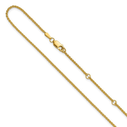 18 Inch 10K Yellow Gold 1.5mm Spiga 1In+1In Adjustable Chain Necklace