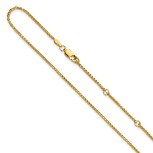 18 Inch 10K Yellow Gold 1.5mm Spiga 1In+1In Adjustable Chain Necklace