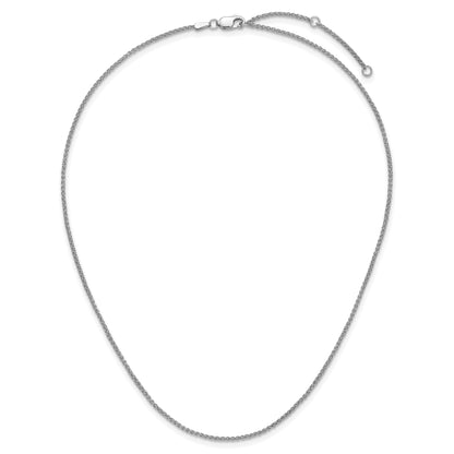 10K White Gold 1.5mm Spiga 1In+1In Adjustable Chain