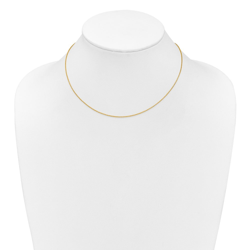 18 Inch 10K Yellow Gold 1mm D/C Open Franco 1In+1In Adjustable Chain Necklace