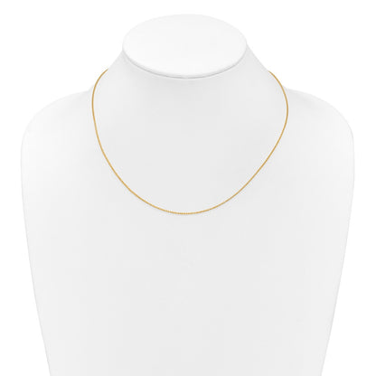 18 Inch 10K Yellow Gold 1mm D/C Open Franco 1In+1In Adjustable Chain Necklace