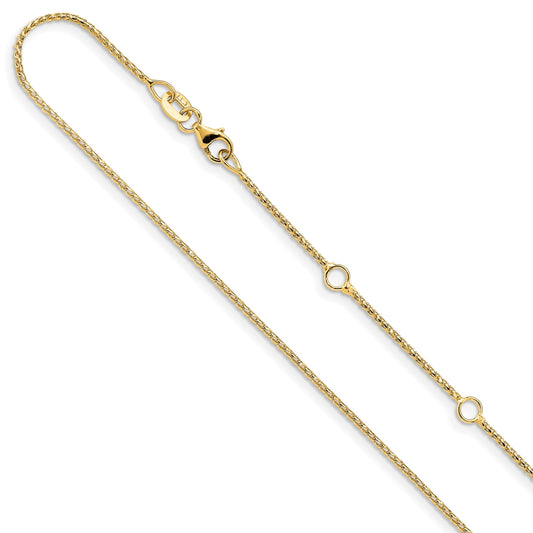 10K Yellow Gold 1mm D/C Open Franco 1In+1In Adjustable Chain