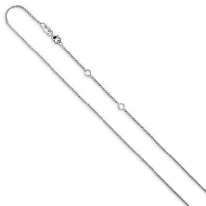 10K White Gold 1mm D/C Open Franco 1In+1In Adjustable Chain