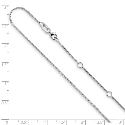 10K White Gold 1mm D/C Open Franco 1In+1In Adjustable Chain