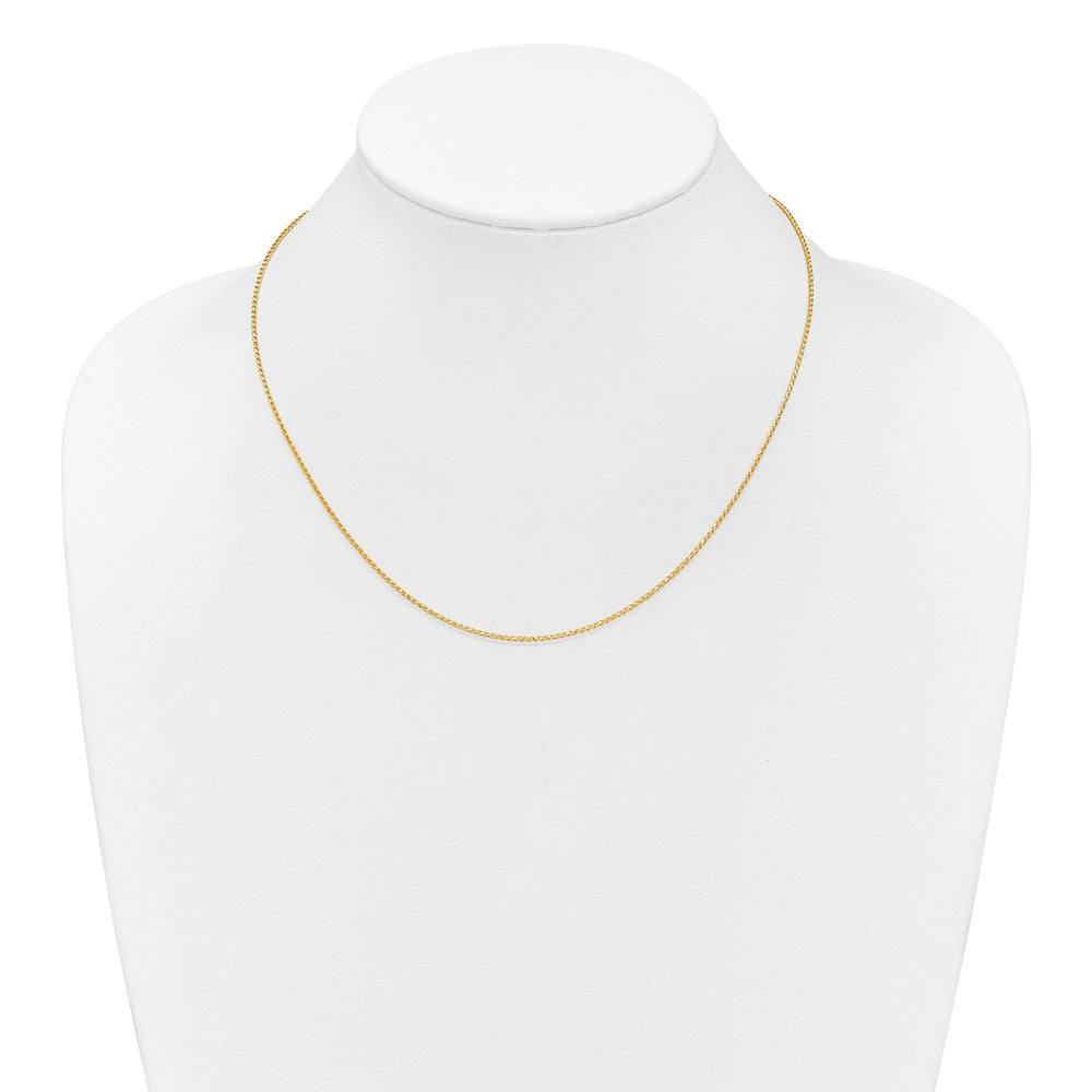 18 Inch 10K Yellow Gold 1.15mm D/C Open Franco 1In+1In Adjustable Chain Necklace