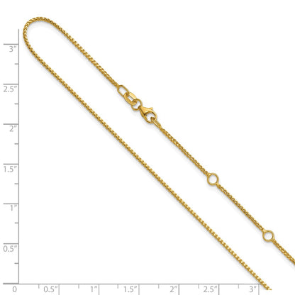 18 Inch 10K Yellow Gold 1.1mm Franco 1In+1In Adjustable Chain Necklace