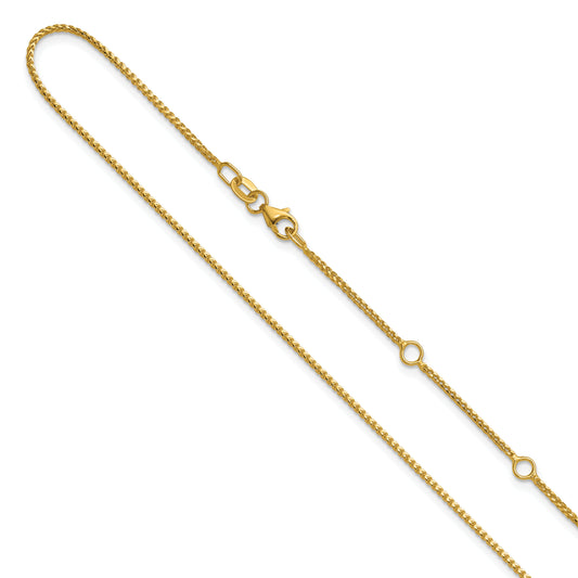 10K Yellow Gold 1.1mm Franco 1In+1In Adjustable Chain