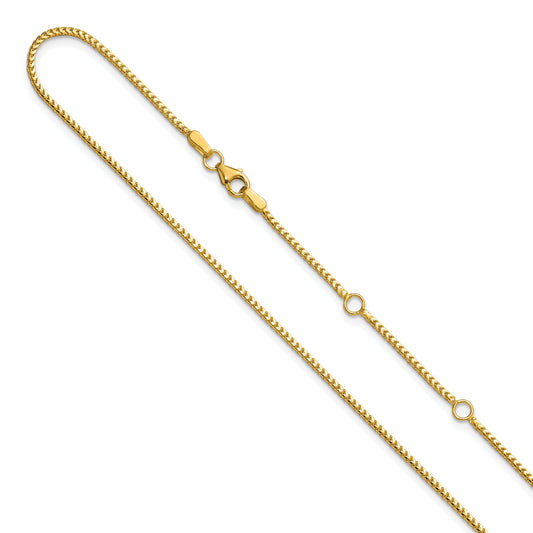 10K Yellow Gold 1.25mm Franco 1In+1In Adjustable Chain