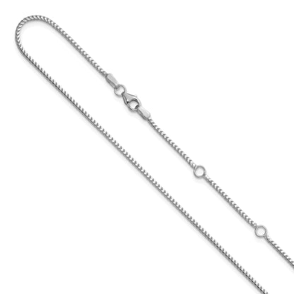 10K White Gold 1.25mm Franco 1In+1In Adjustable Chain