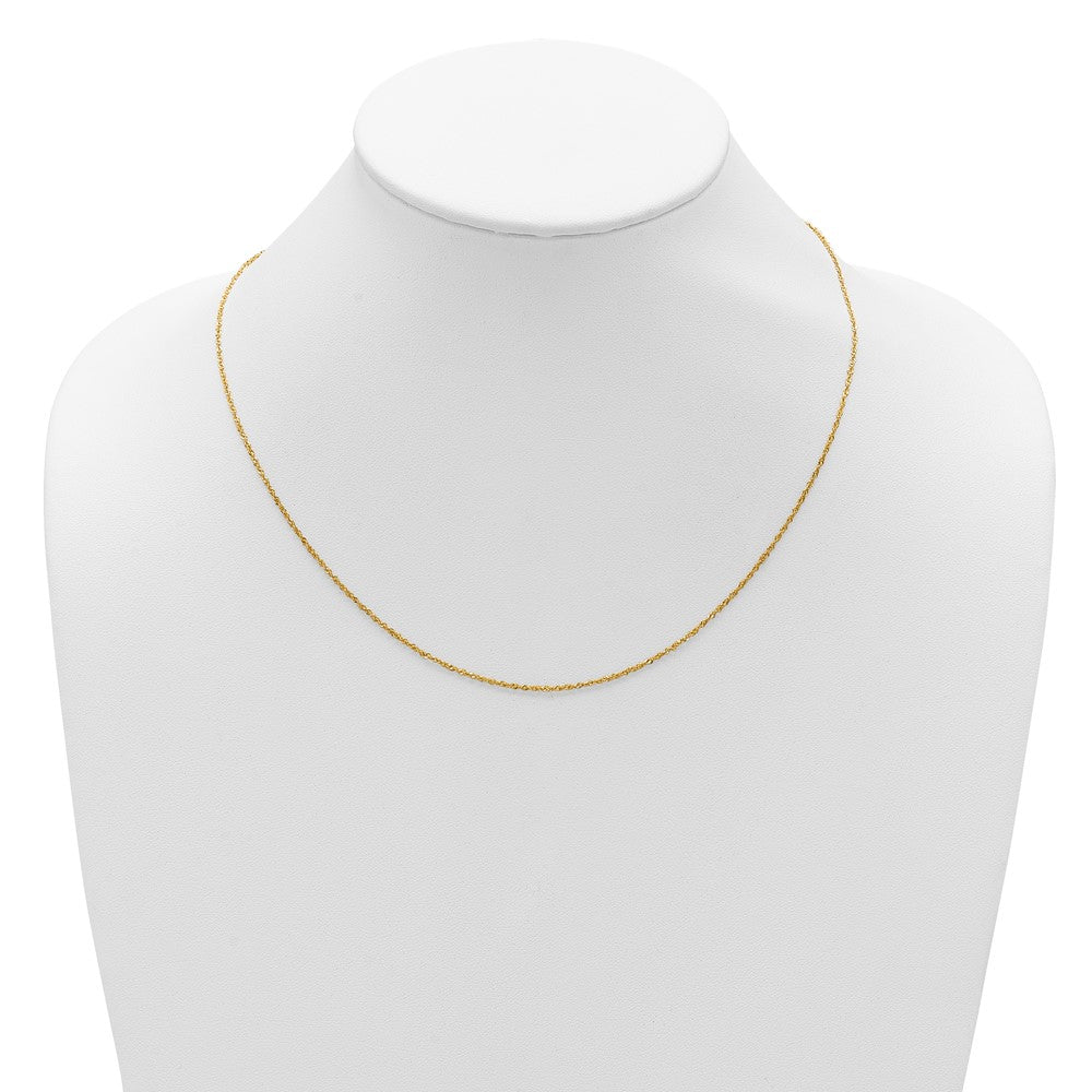 22 Inch 10K Yellow Gold Adjustable 1.1mm Singapore Chain Necklace