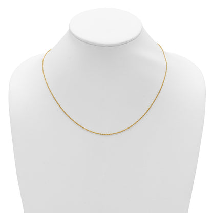 22 Inch 10K Yellow Gold Adjustable 1.1mm Singapore Chain Necklace