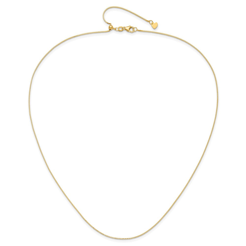 22 Inch 10K Yellow Gold Adjustable .7mm Box Chain Necklace