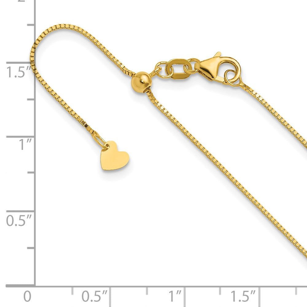 22 Inch 10K Yellow Gold Adjustable .7mm Box Chain Necklace