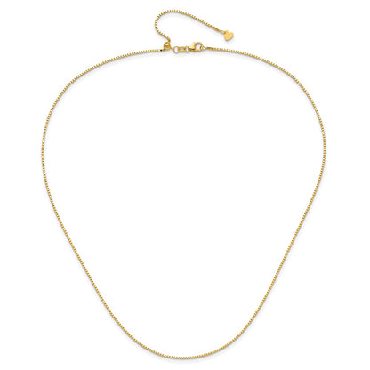 3 Inch 10K Yellow Gold Adjustable 1mm Box Chain Necklace