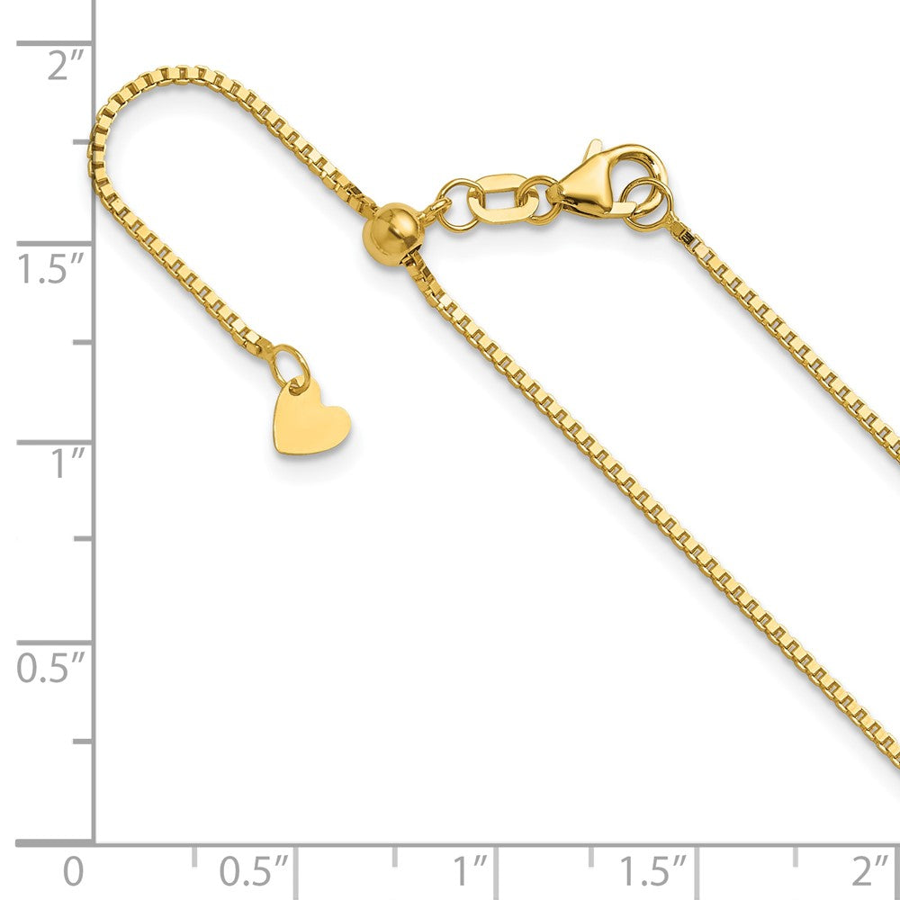 22 Inch 10K Yellow Gold Adjustable 1mm Box Chain Necklace
