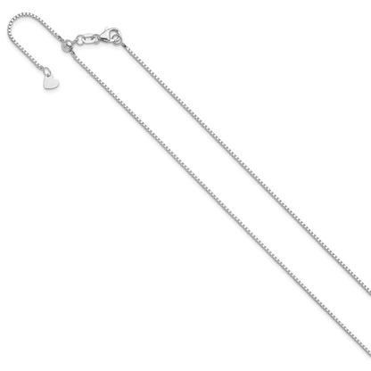 3 Inch 10K White Gold Adjustable 1mm Box Chain Necklace