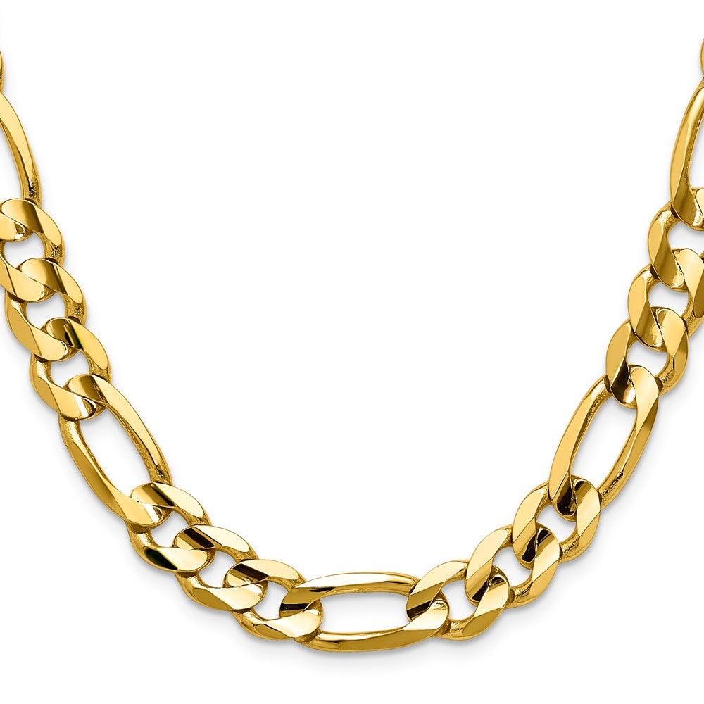 22 Inch 10K Yellow Gold 10.0mm Concave Figaro Chain Necklace