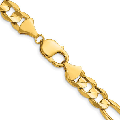 26 Inch 10K Yellow Gold 10.0mm Concave Figaro Chain Necklace