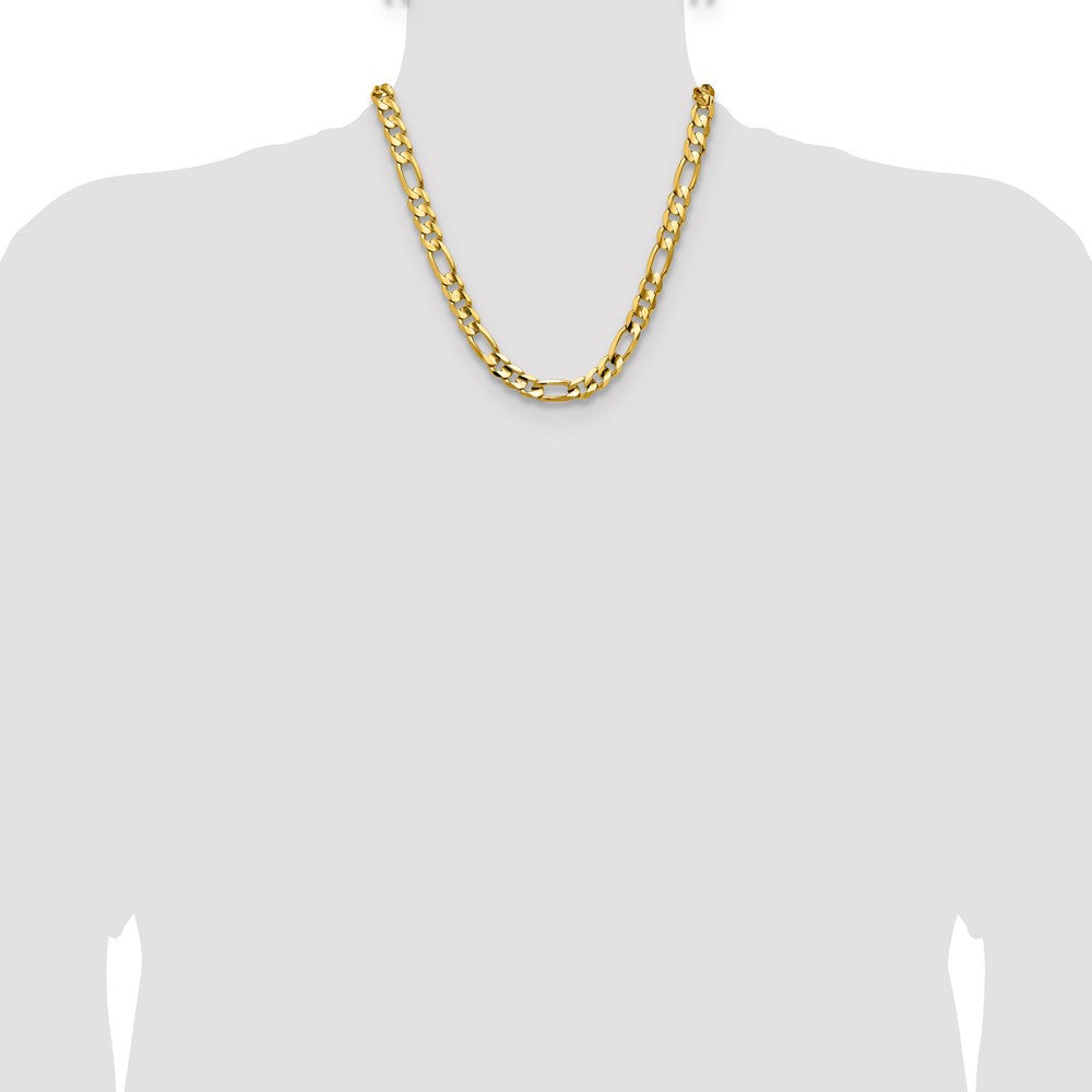 2 Inch 10K Yellow Gold 10.0mm Concave Figaro Chain Necklace