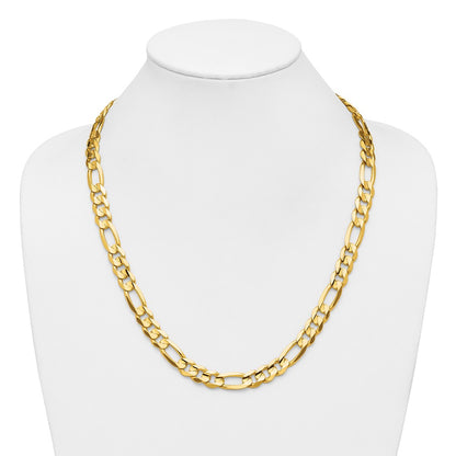 24 Inch 10K Yellow Gold 10.0mm Concave Figaro Chain Necklace