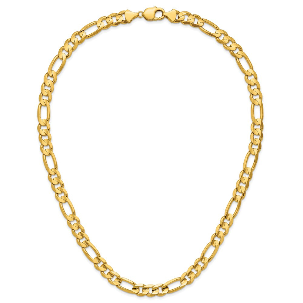 24 Inch 10K Yellow Gold 10.0mm Concave Figaro Chain Necklace