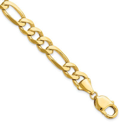 8 Inch 10K Yellow Gold 10.0mm Concave Figaro Chain Bracelet