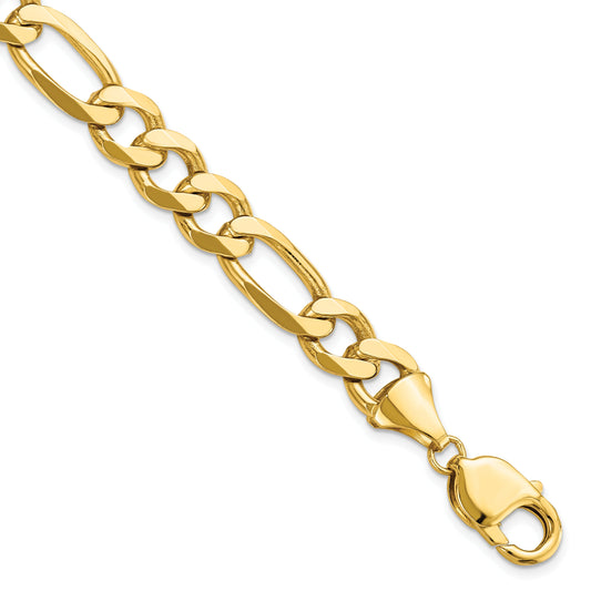 8 Inch 10K Yellow Gold 10.0mm Concave Figaro Chain Bracelet