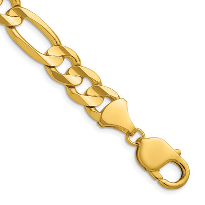 2 Inch 10K Yellow Gold 10.0mm Concave Figaro Chain Necklace