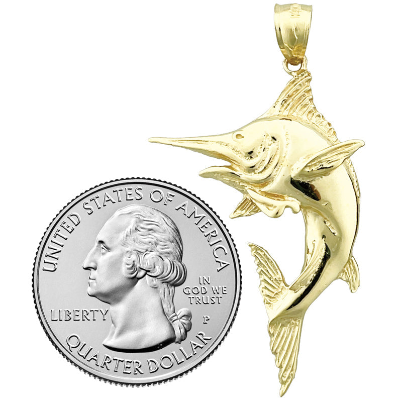14K Gold Blue Marlin Pendant