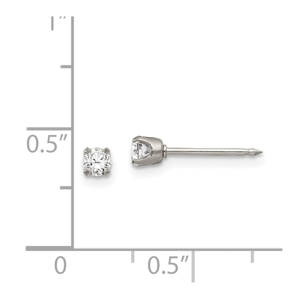 Stainless Steel Inverness Polished 3mm Cz Post Earrings
