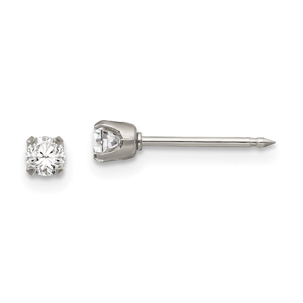 Stainless Steel Inverness Polished 3mm Cz Post Earrings