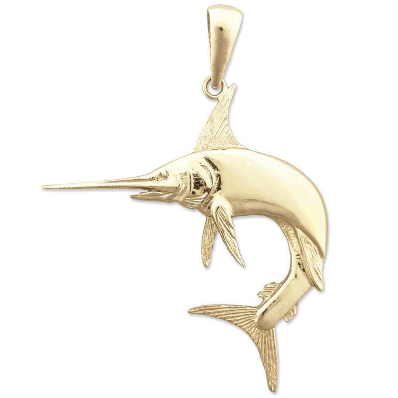 14K Gold Marlin Sport Fishing Pendant