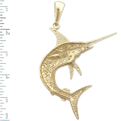 14K Gold Marlin Sport Fishing Pendant