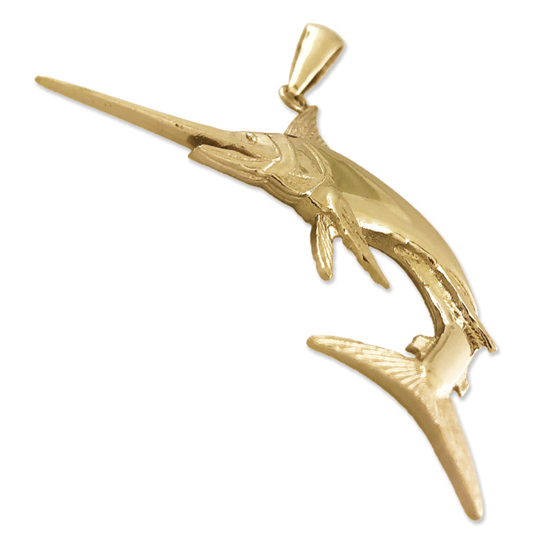 14K Gold Marlin Sport Fishing Pendant