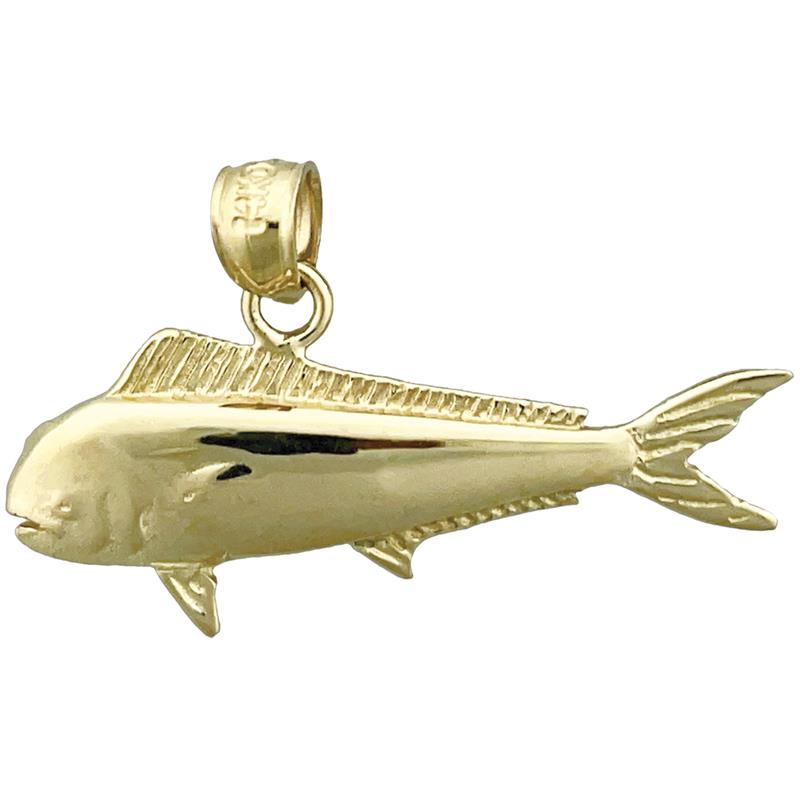 14K Gold 30MM Mahi Mahi Pendant