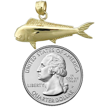 14K Gold 30MM Mahi Mahi Pendant