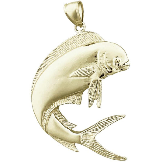 14K Gold 44MM Mahi Mahi Fish Pendant