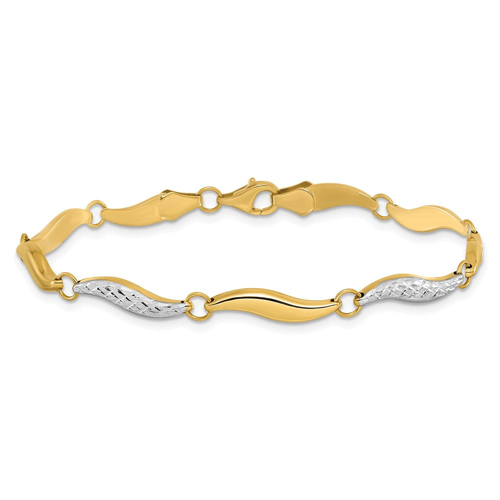 7 Inch 10K W/Rhodium D/C Bracelet