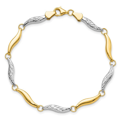 7 Inch 10K W/Rhodium D/C Bracelet