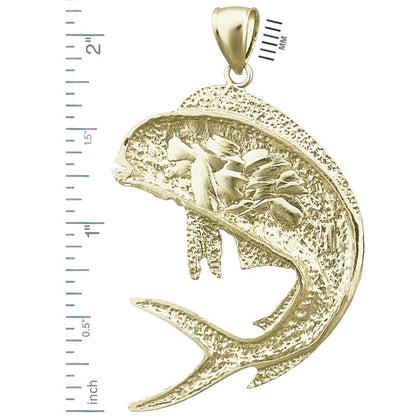14K Gold 44MM Mahi Mahi Fish Pendant
